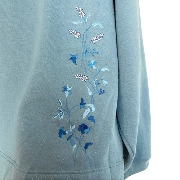 Vintage 90s Mockneck Sweatshirt Pullover Womens Size Large Blue Embroidered - Picture 5 of 10